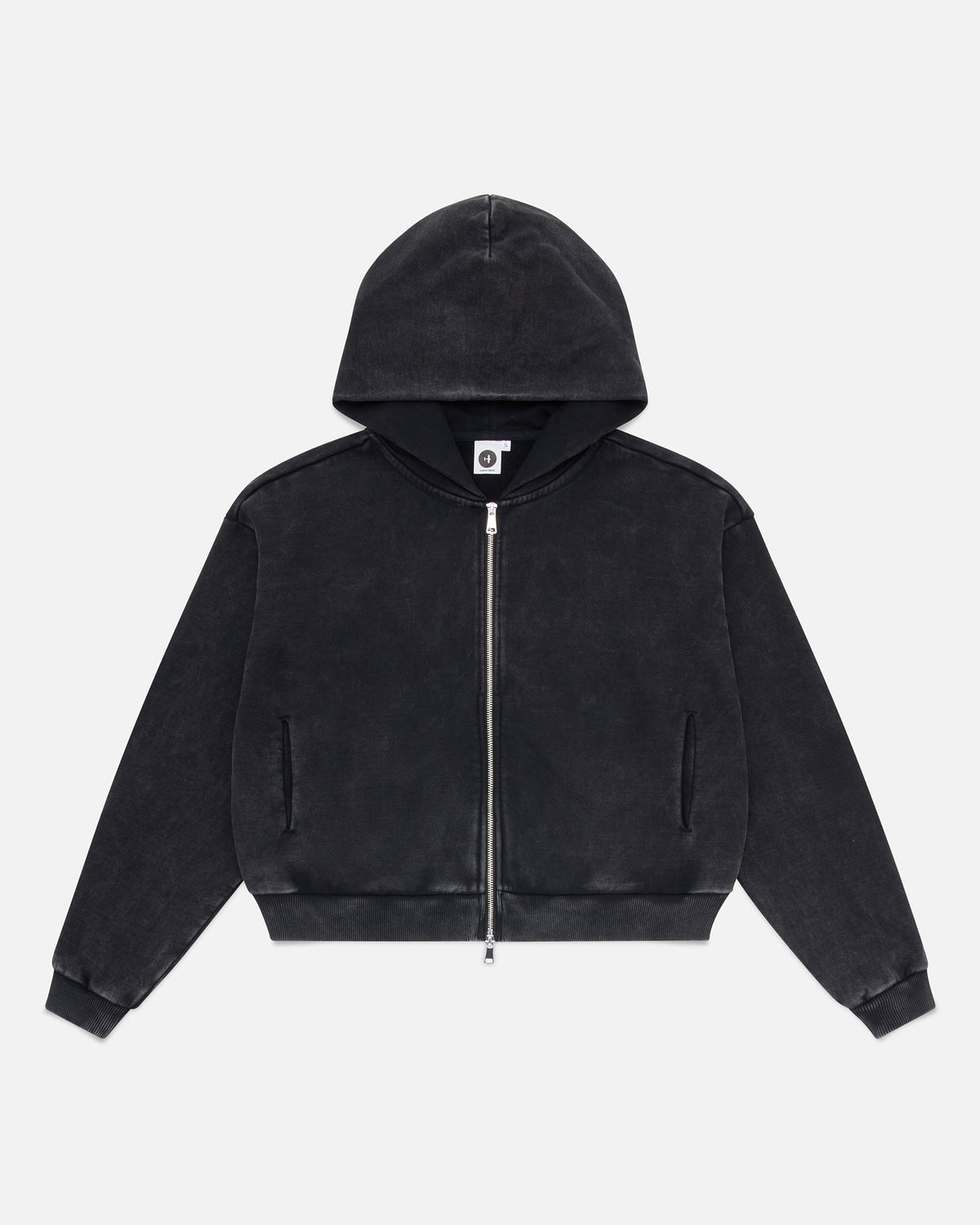 Acid Washed Zip-Up - Black