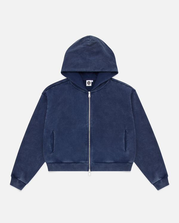 Acid Washed Zip-Up - Navy