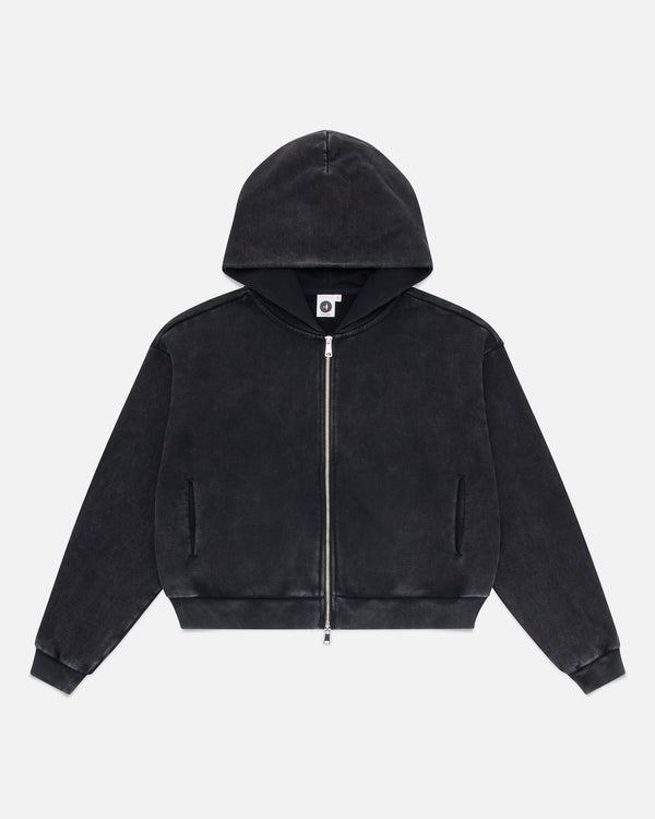 Acid Washed Zip-Up - Black